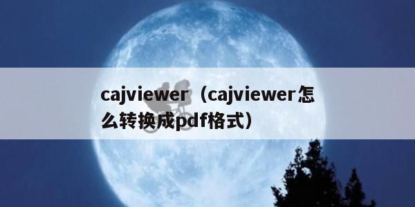 cajviewer（cajviewer怎么转换成pdf格式）